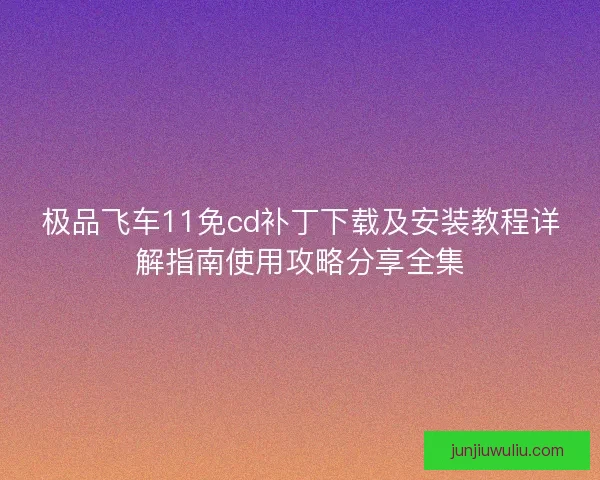极品飞车11免cd补丁下载及安装教程详解指南使用攻略分享全集