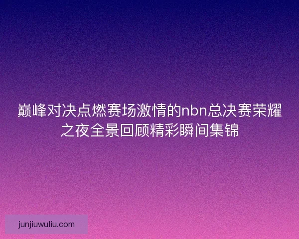 巅峰对决点燃赛场激情的nbn总决赛荣耀之夜全景回顾精彩瞬间集锦