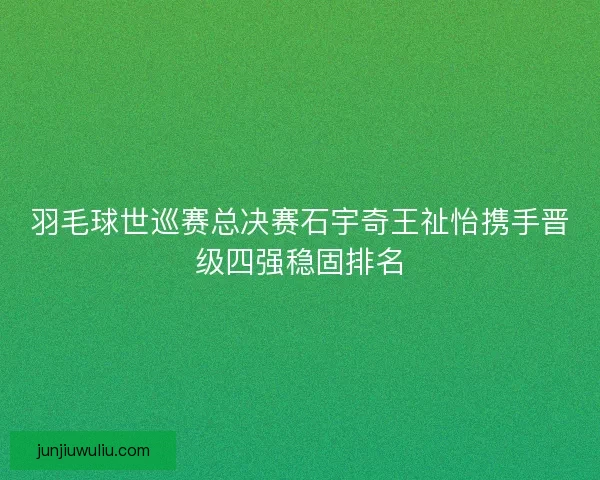 羽毛球世巡赛总决赛石宇奇王祉怡携手晋级四强稳固排名